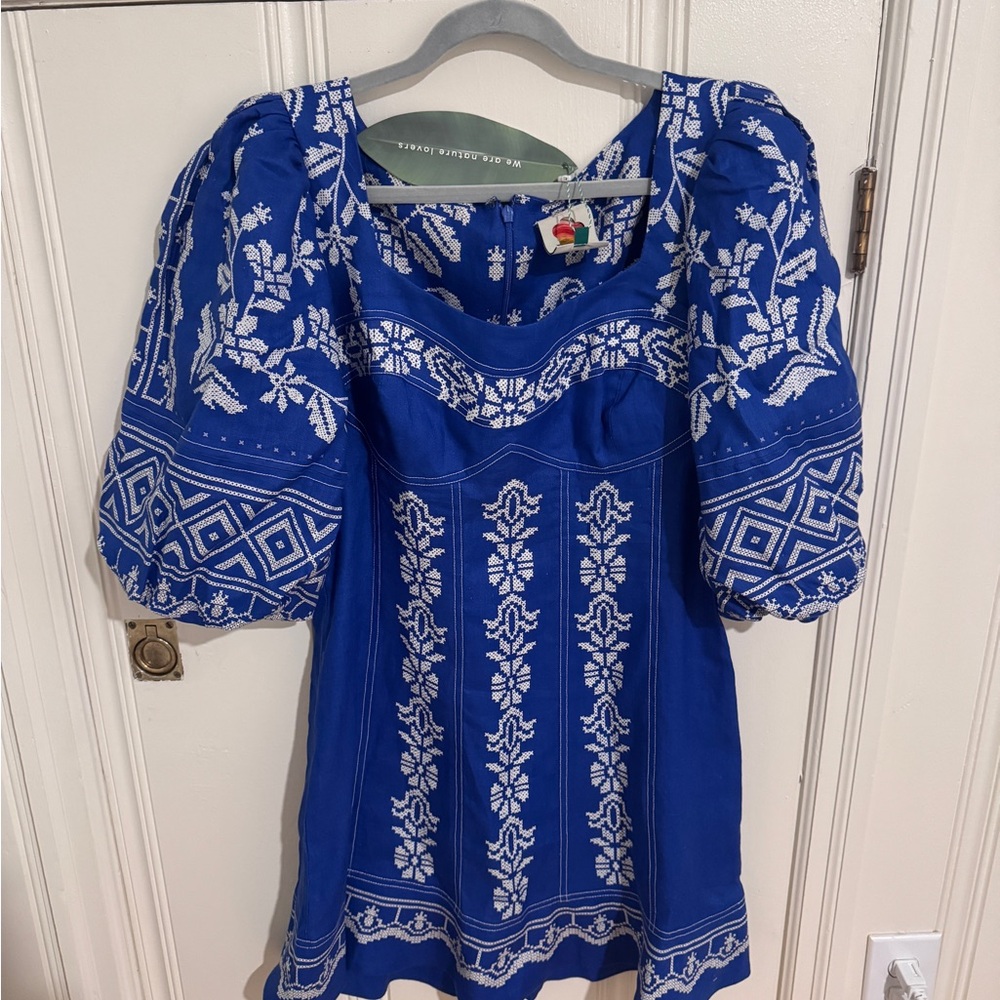 Farm Rio Blue and White Mini Dress NWT